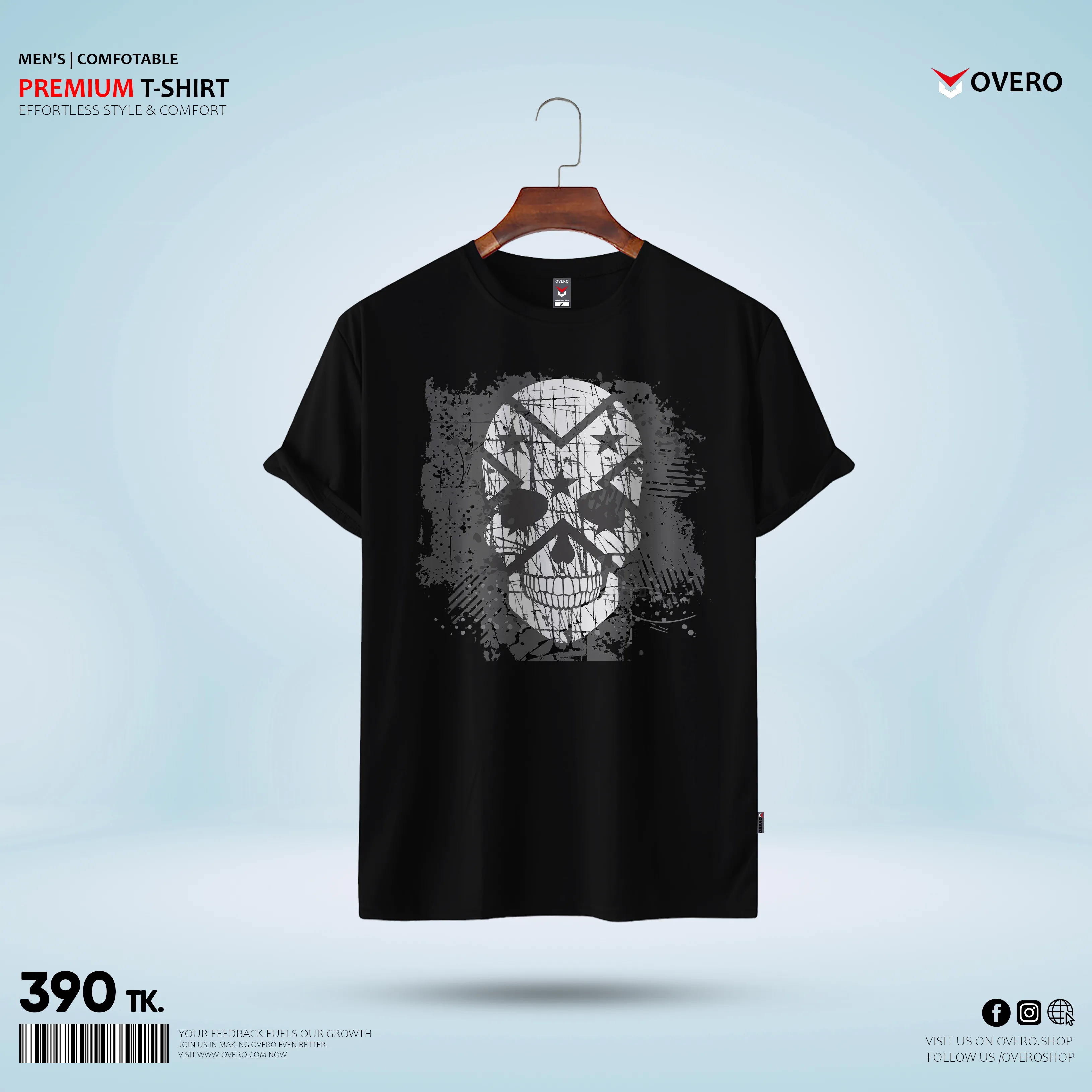 Men’s Round Neck Half Sleeve – american skull
