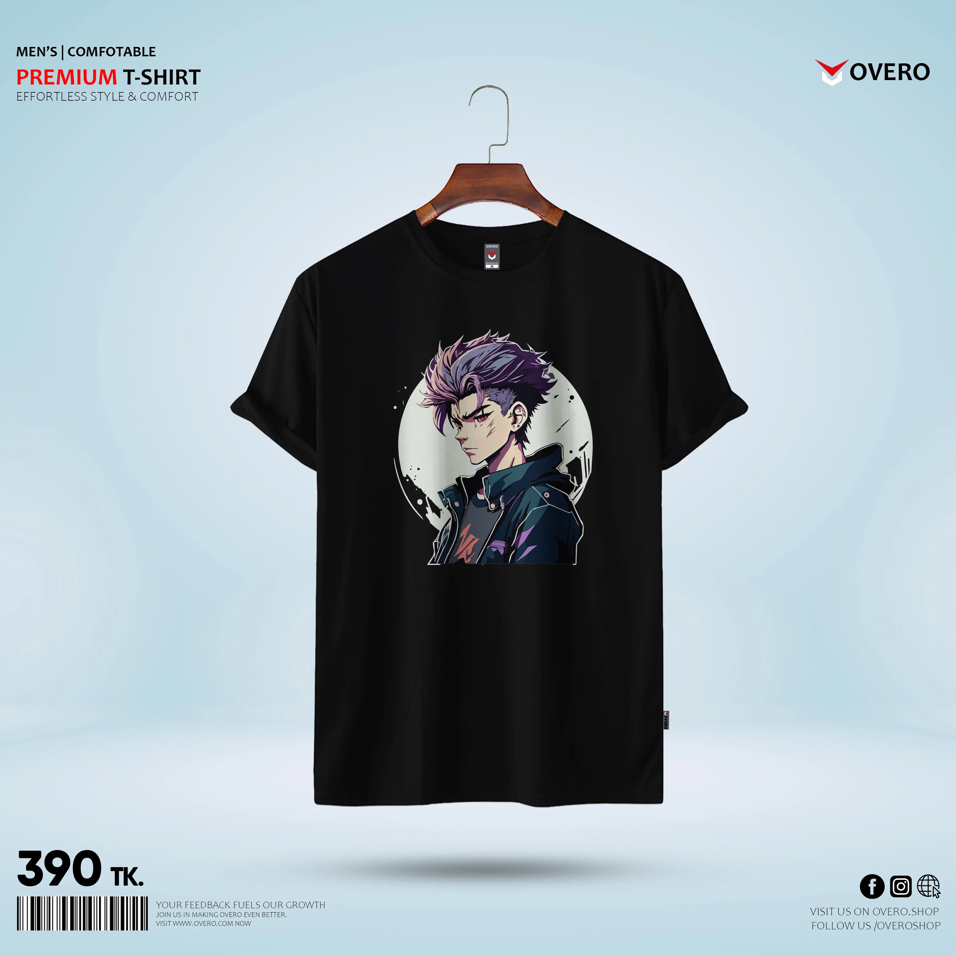 Men’s Round Neck Half Sleeve – anime boy