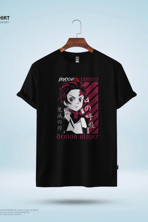 Men’s Round Neck Half Sleeve – demon slayer