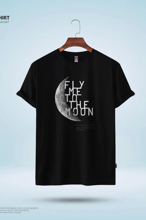 Men’s Round Neck Half Sleeve – fly me to the moon