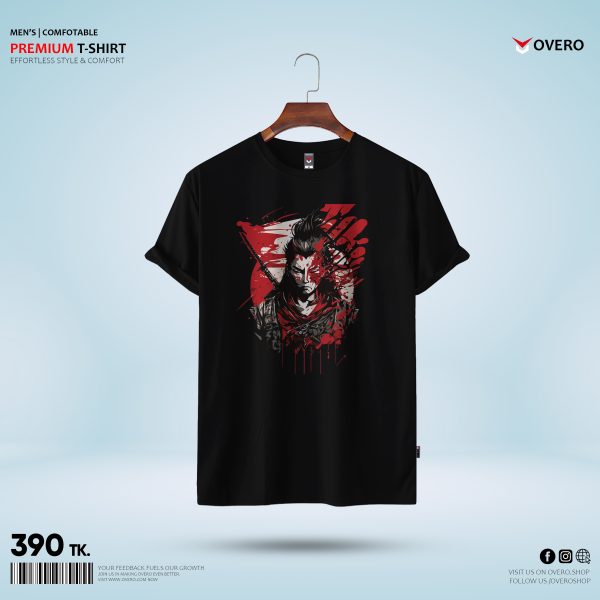 Men's Round Neck Half Sleeve - samurai man