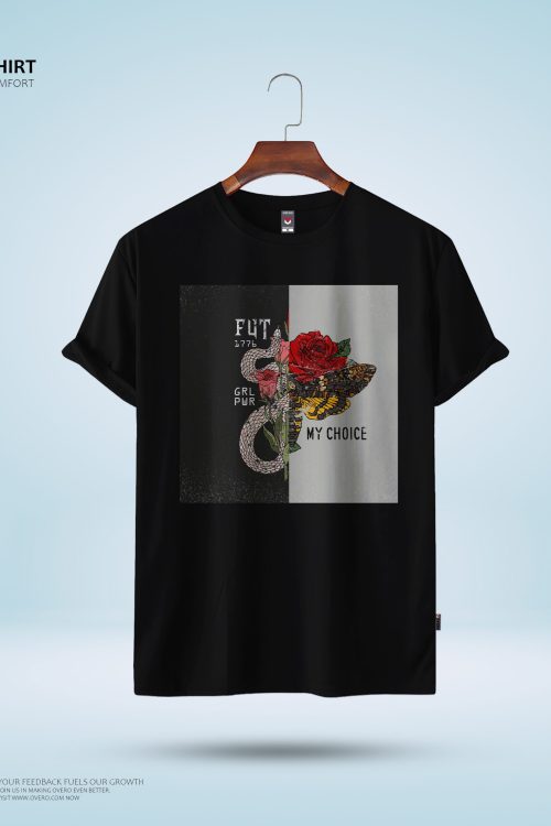 Men’s Round Neck Half Sleeve – butterfly snake