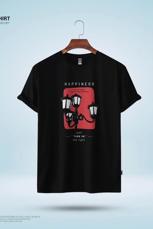 Men’s Round Neck Half Sleeve – street lamp happiness